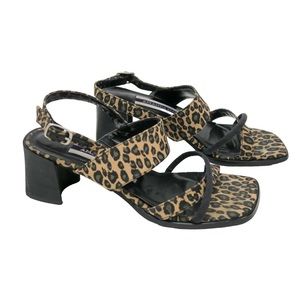 Vintage 90s Amanda Smith Cheetah Print Square Toe Heels